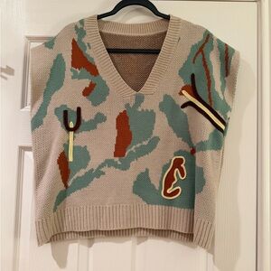 Stylish Beige and Teal Women's Sweater